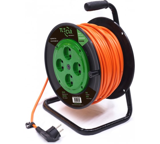 Изображение товара Электрический силовой удлинитель TUSCAR 50м, 4 розетки, на пласт. катушке, б/з пвс 2x1,5, 3,5квт 401330444-50-2