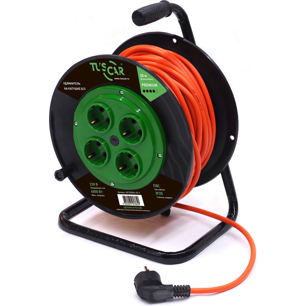 Изображение товара Электрический силовой удлинитель TUSCAR 30м с 4 розетками