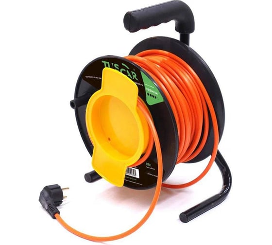 Изображение товара Электрический силовой удлинитель TUSCAR 30м, 1 розетка, на пласт. катушке, б/з пвс 2x1,5, 3,5квт 401530414-30-2