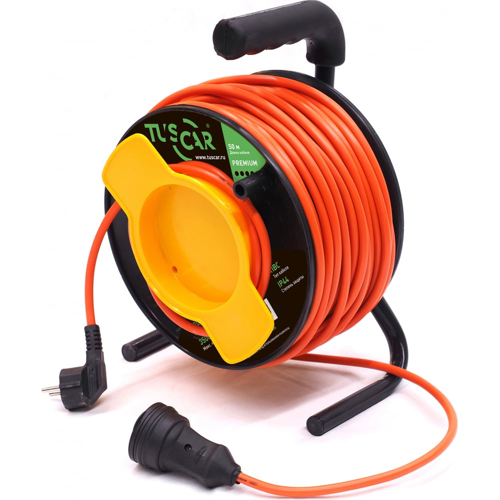 Изображение товара Электрический силовой удлинитель TUSCAR 50м с одной розеткой и заземлением