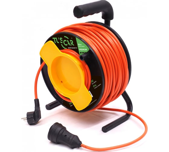 Изображение товара Электрический силовой удлинитель TUSCAR 50м, 1 розетка, на пласт. катушке, с/з пвс 3x1,5, 3,5квт 401531014-50-2
