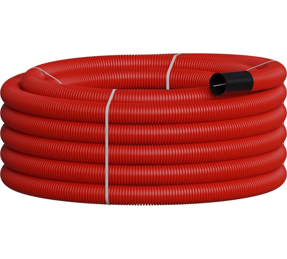 Изображение товара Гибкая гофрированная двустенная труба Экопласт NR075 ПНД для прокладки кабеля под землей с протяжкой D75мм (внешн.) 801075