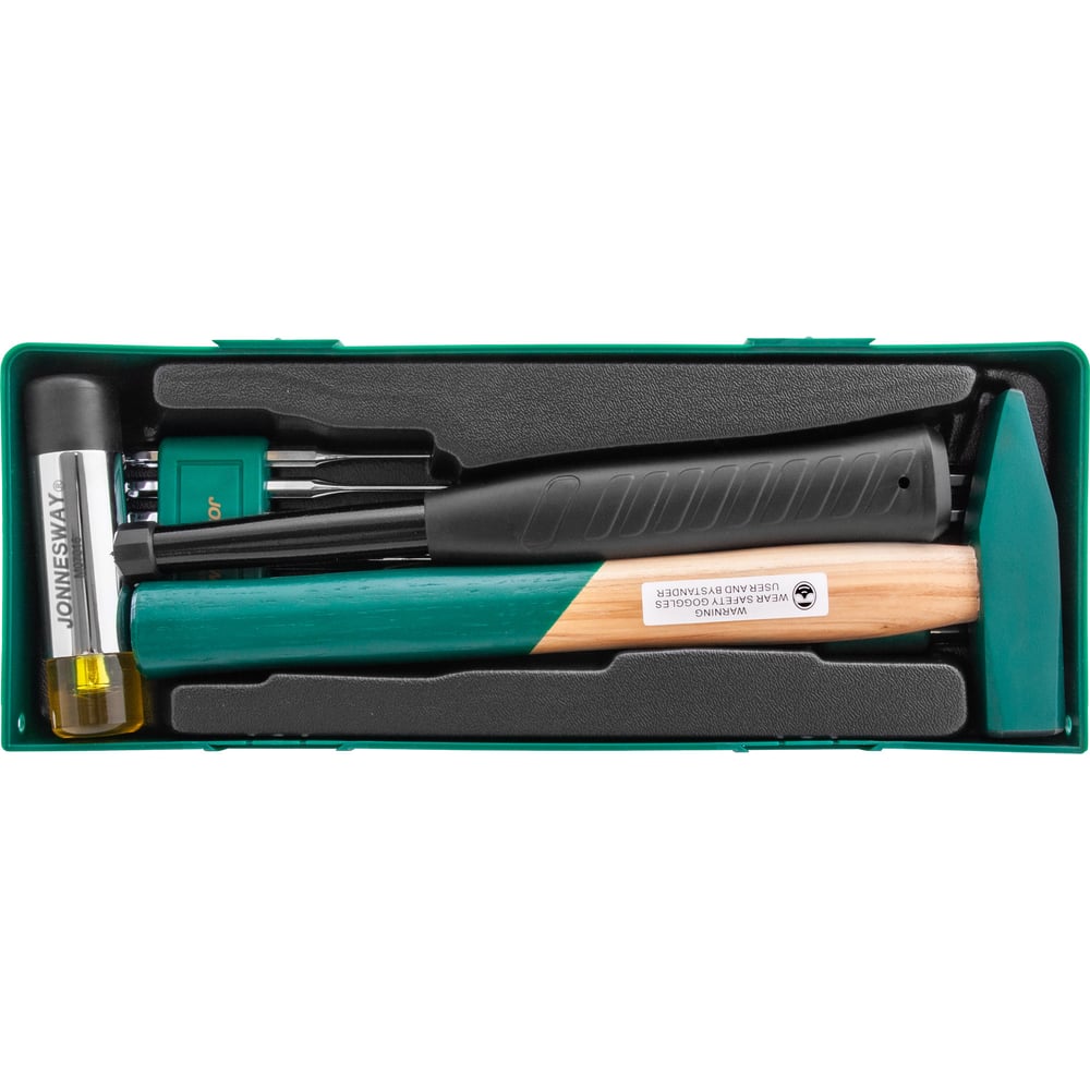 Изображение товара Профессиональный набор молотков и выколоток Jonnesway M09513SP 13 предметов в ложементе