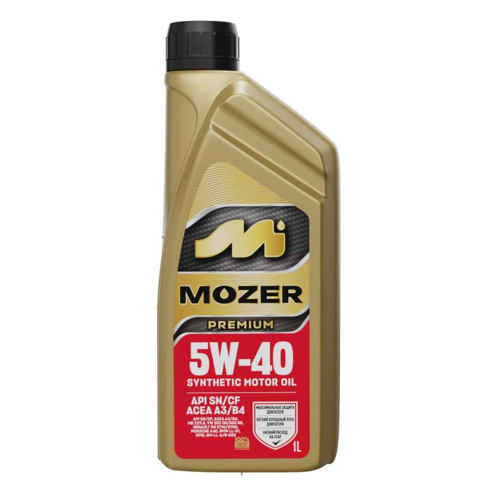Изображение товара Моторное масло MOZER Premium SAE 5w-40 API SN/CF, канистра 1 л 4636298 Изображение товара Моторное масло MOZER Premium SAE 5w-40 API SN/CF, канистра 1 л 4636298