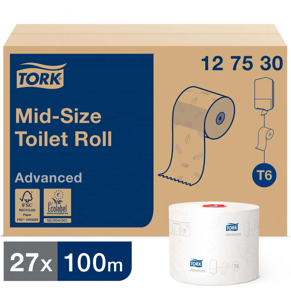 фото Туалетная бумага tork advanced 100 м 27 шт. 2-слойная белая 127530 126135