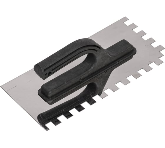 Изображение товара Зубчатая гладилка РемоКолор нержавеющая сталь, пластиковая рукоятка, 130x270 мм, зуб 12x12 мм 27-1-012