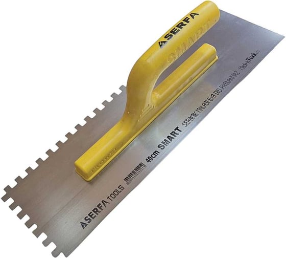 Изображение товара Зубчатая гладилка Serfa с пластмассовой ручкой, из нержавеющей стали, 40 см, 8x8 мм 221
