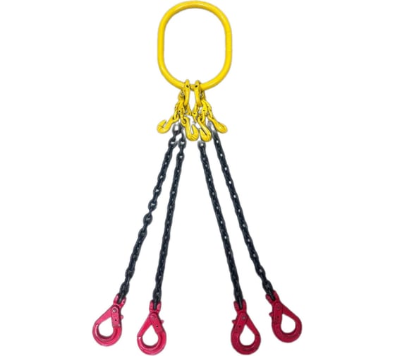 Изображение товара Четырехветвевой цепной строп КанТраст  на увеличенном звене 120x180, 4СЦ, 3.15/4000 мм с самозакрывающимися крюками и крюками укоротителями 4STSUVZ3154000RCS 4STSUVZ3154000RCSK