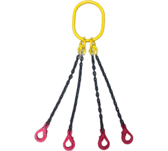 Изображение товара Четырехветвевой цепной строп КанТраст  на увеличенном звене 210x300, 4СЦ, 6.4/4000 мм с самозакрывающимися крюками 4STSUVZ644000CSK