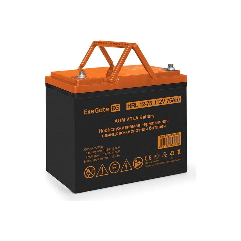 Изображение товара Аккумуляторная батарея HRL 12-75 12V 75A*h AGM болт М6 ExeGate