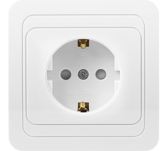 Изображение товара Розетка Smartbuy 1-местная с заземлением 16А белая с защитными шторками Марс SBE-02w-16-S1-1Z