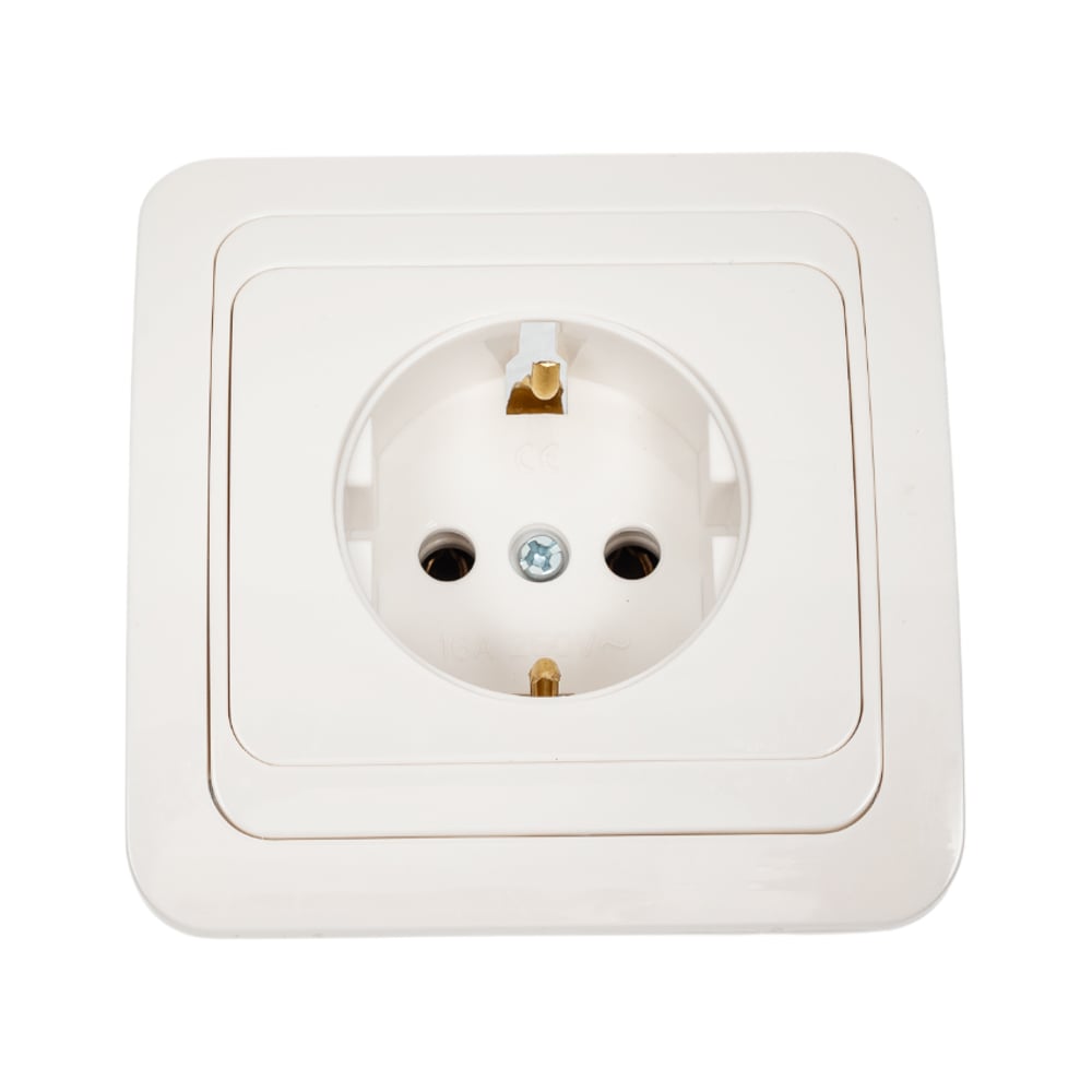 Изображение товара Розетка Smartbuy 1-местная с заземлением 16А белая керамическая серия Марс