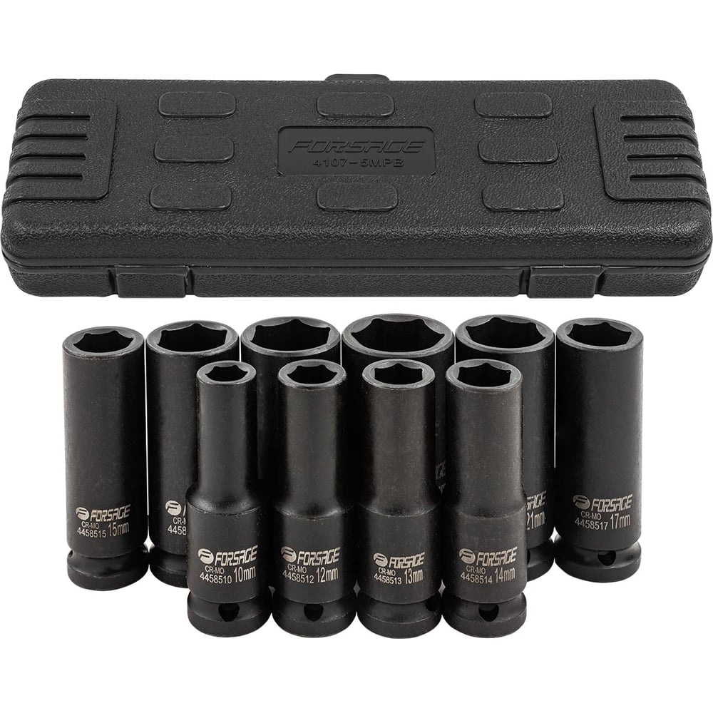 Изображение товара Набор головок ударных глубоких 10 предметов 1/2" Forsage F-4107-5MPB