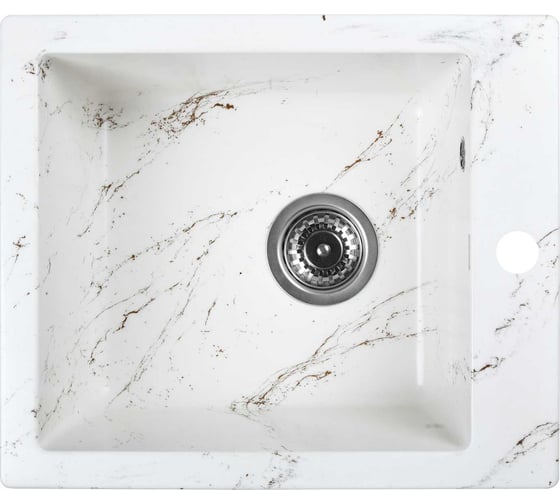 Изображение товара Мойка для кухни из искусственного камня WISENT мрамор бело-золотой (беларусь) 480x410x220 WA10-13/WGER013