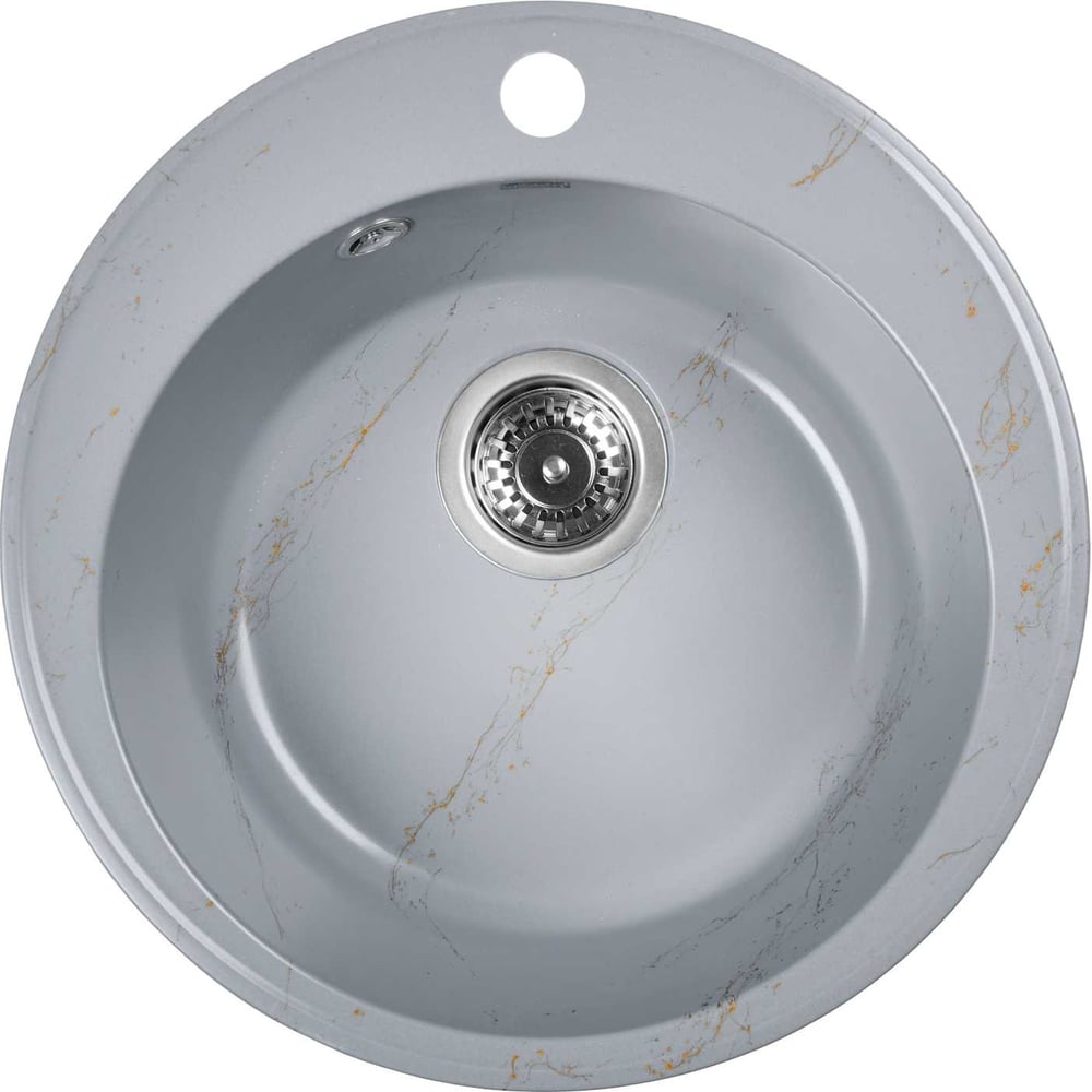 Изображение товара Мойка для кухни из искусственного гранита WISENT мрамор серо-золотой 475x475 мм