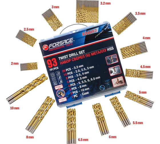 Изображение товара Набор сверл по металлу набор 93 предмета Forsage F-924U93(57271)
