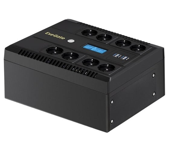 Изображение товара ИБП ExeGate NEO Smart LHB-800.LCD.AVR.8SH.CH.RJ.USB 800VA 480W, LCD, AVR, 8*Schuko, RJ45 11, USB, 4*USB-порта для зарядки, Black 293857