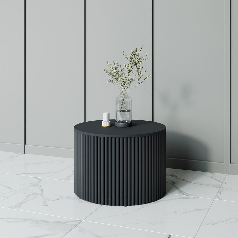 Изображение товара Журнальный стол GENGLASS круглый TRUBIS Wood 600x600 мм черный