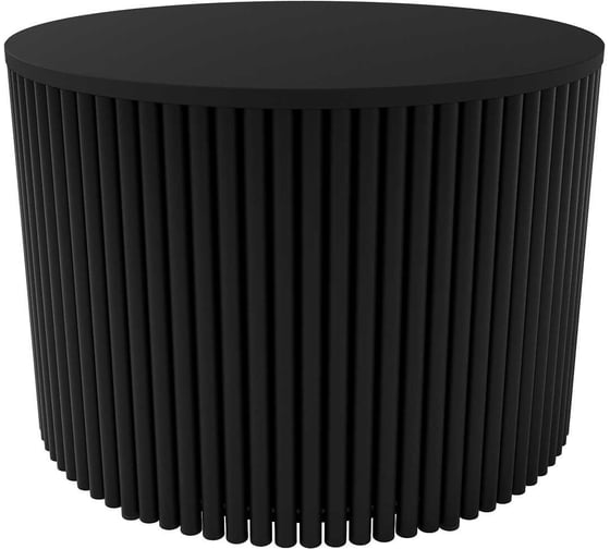 Изображение товара Журнальный стол GENGLASS круглый с металлическим подстольем 600x600 мм, TRUBIS Wood, черное подстолье, черная столешница 60 см GGT-03-2-2-M-60