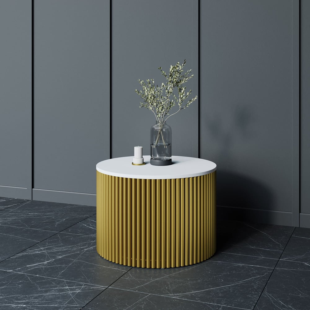 Изображение товара Журнальный круглый стол GENGLASS с металлическим подстольем 60 см TRUBIS Wood