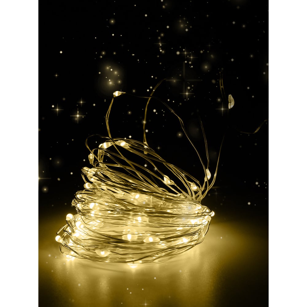 Изображение товара Гирлянда ФАZА DC-G03-50Y 50 светодиодов 5.1 м на батарейках IP44