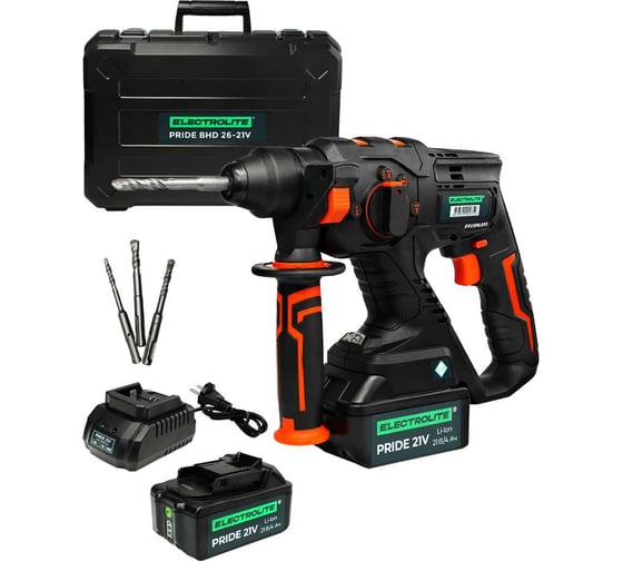 Изображение товара Аккумуляторный бесщеточный перфоратор Electrolite BHD 26 21V 2 АКБ, 4 Ач, 2.6 Дж, кейс, оснастка 6148