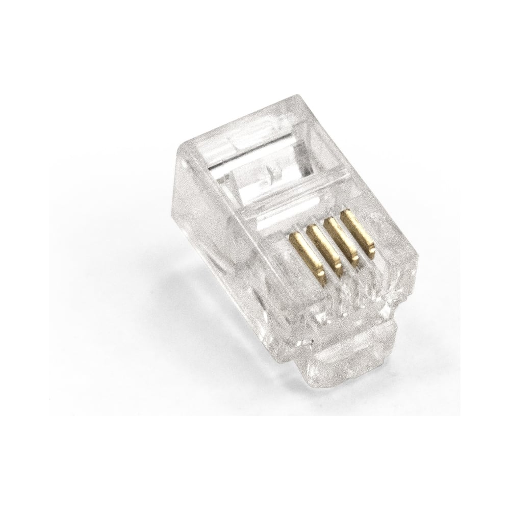 Коннектор ExeGate PL11-4P4C-100 RJ-11 телефонный разъем 4P4C, золотое напыление 100шт 293762