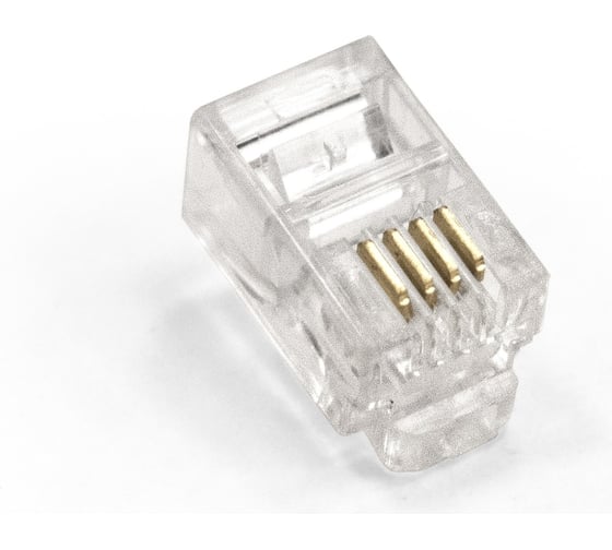 Изображение товара Коннектор ExeGate PL11-4P4C-100 RJ-11 телефонный разъем 4P4C, золотое напыление 100шт 293762