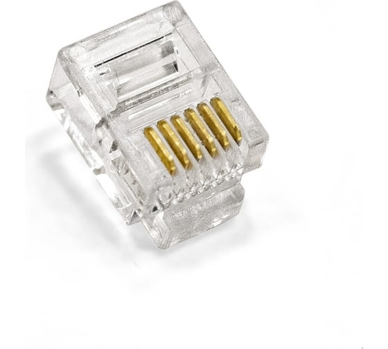 Изображение товара Коннектор ExeGate PL12-6P6C-100 RJ-12 телефонный разъем 6P6C, золотое напыление 100шт 293763