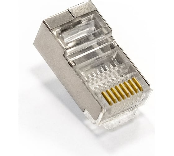Изображение товара Коннектор ExeGate PL45-C5-8P8C-SH-100 RJ-45 Кат.5e 8P8C под одножильный кабель FTP, экранированный, золотое напыление 100шт 293764