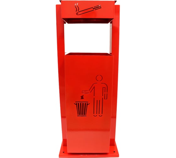 Изображение товара Уличная урна пепельница ПРОФМЕТСТИЛЬ квадратная металлическая красная 1069