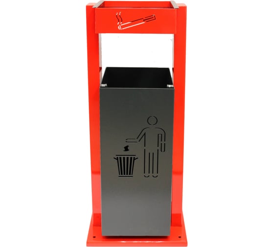 Изображение товара Уличная урна пепельница ПРОФМЕТСТИЛЬ квадратная, металлическая серо-красная 1074