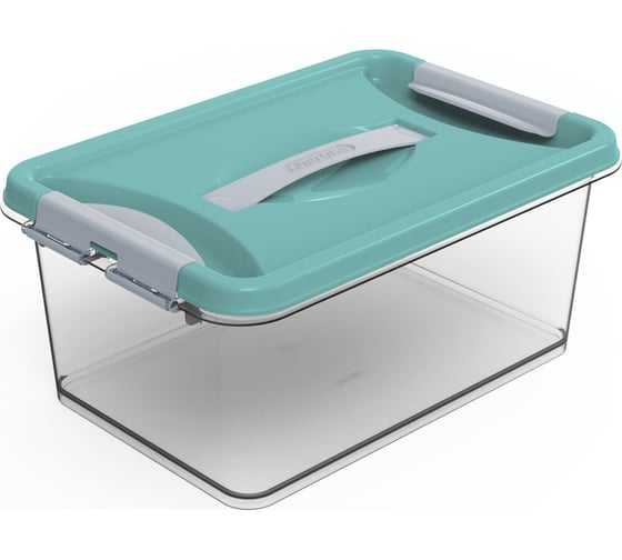 Изображение товара Контейнер Martika с защелками и ручкой, 8 л, клик, бирюзовый С273БИР