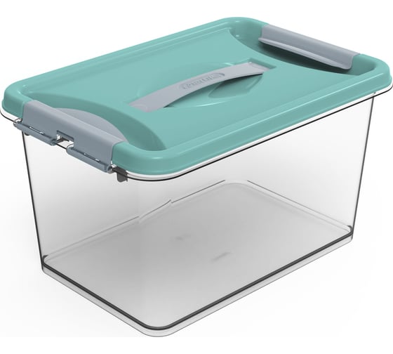 Изображение товара Контейнер Martika с защелками и ручкой, 10 л, клик, бирюзовый С274БИР