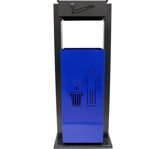 Изображение товара Уличная урна пепельница ПРОФМЕТСТИЛЬ квадратная металлическая серо-синяя 1072