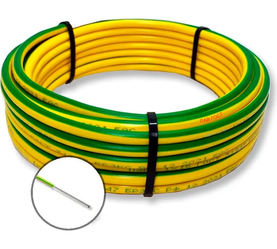 Изображение товара Установочный провод ПРОВОДНИК ПАВ, 1x2.5 мм2, Зелено-желтый, 800м OZ251800L800