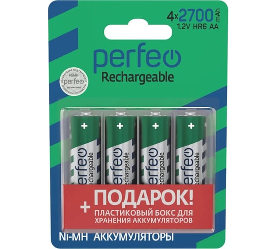 Изображение товара Аккумулятор PERFEO AA2700mAh 4 шт блистер бокс 30 009 110