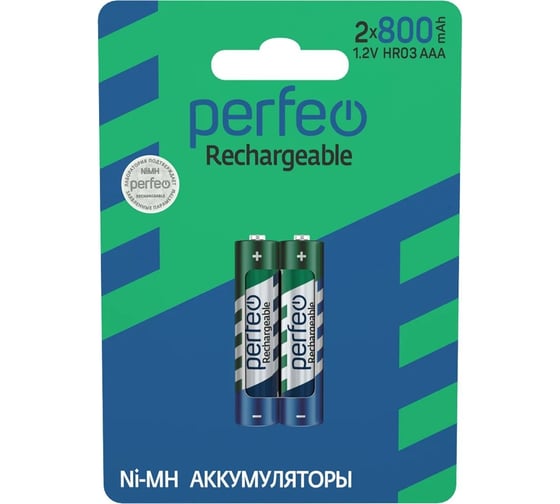 Изображение товара Аккумулятор PERFEO AAA800mAh 2 шт блистер 30 007 014