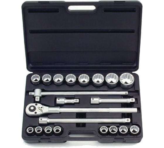 Изображение товара Набор 12-гранных головок с приспособлениями в кейсе 20 предметов FORCE 6201B