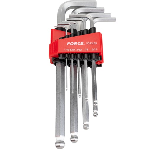 Изображение товара Набор Г образных дюймовых, средних шестигранников с шаром FORCE 5093LBS
