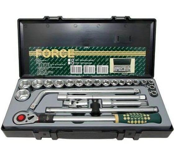 Изображение товара Набор 6 гранных головок с приспособлениями 25 предметов FORCE 4255