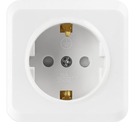 Изображение товара Розетка Smartbuy 1-местная 16А с заземлением белая с защитными шторками Юпитер SBE-03w-16-S1-1Z