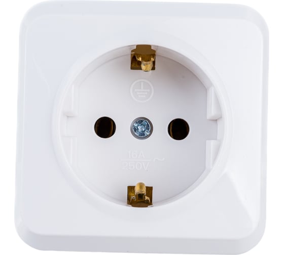 Изображение товара Розетка Smartbuy 1-местная 16А с заземлением белая, керамика Юпитер SBE-03w-16-S1-Z-c