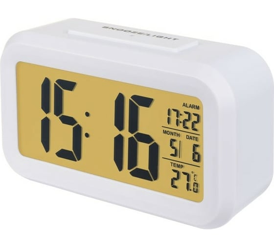 Изображение товара Часы-будильник PERFEO Snuz белый PF-S2166 время температура дата 30 013 214