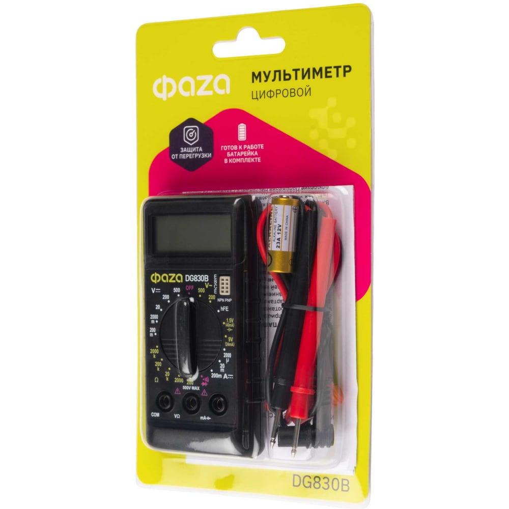 Изображение товара Цифровой мультиметр ФАZА DG830B с измерением напряжения и сопротивления