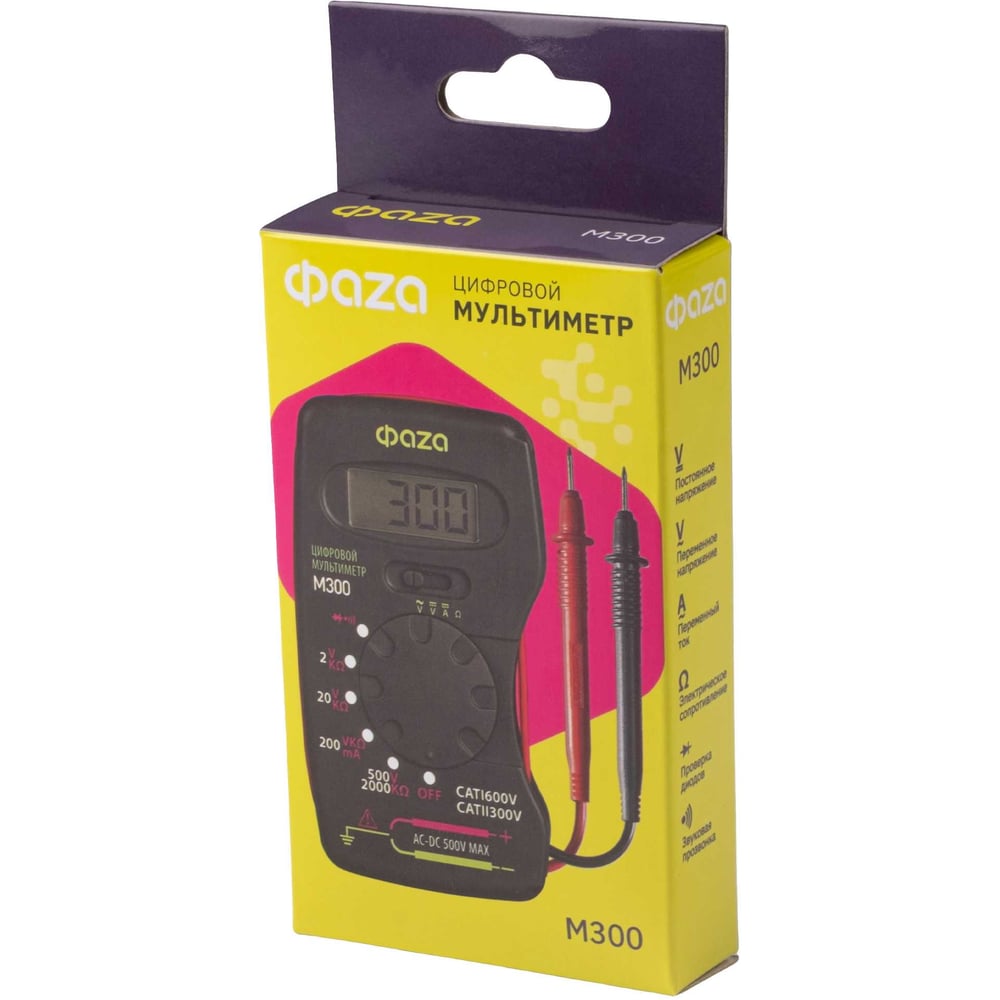 Изображение товара Цифровой мультиметр ФАZА M300 для измерения напряжения сопротивления и температуры