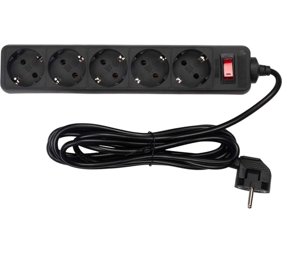 Изображение товара Удлинитель ФАZАс сетевым фильтром FOP-05GS-300-bk 2.2кВт 5х3м с заземлением ПВС 3х0.75 с выкл. черн. 10А IP20 5007642