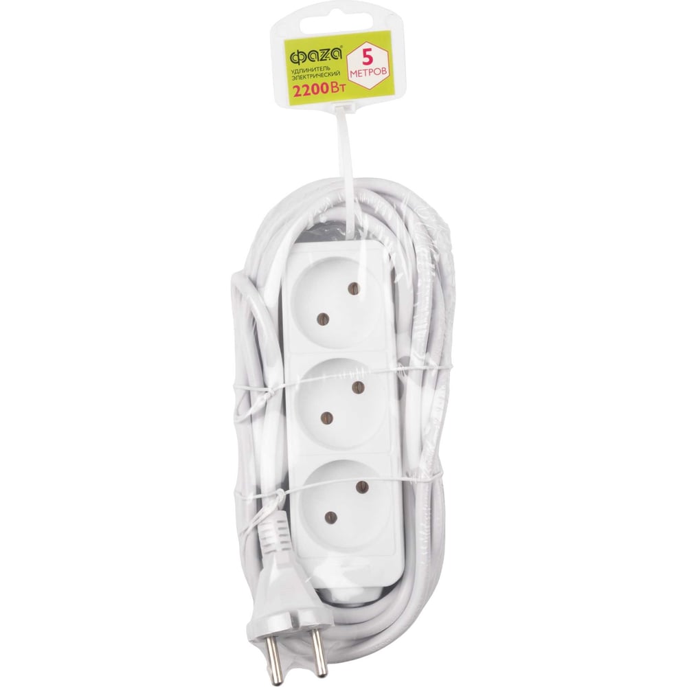 Изображение товара Удлинитель ФАZА 3х5м 10А IP20 FE075-03-500