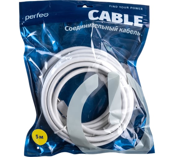 Изображение товара Кабель PERFEO ТВ вилка - ТВ розетка длина 5 м. T5004 30 003 926