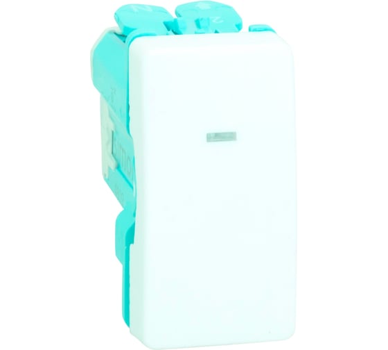 Изображение товара Одноклавишный кнопочный выключатель Simon 10А, 250В, узкий модуль, S27, белый 27669-64